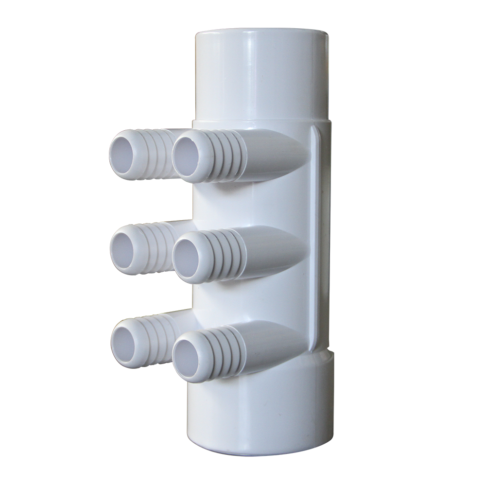 2" 6 Port 3/4 Ribbed Barb Water Manifold Socket*Spigot