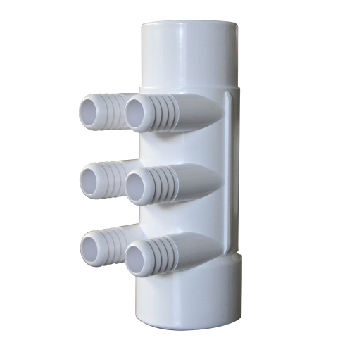 2" 6 Port 3/4 Ribbed Barb Water Manifold Socket*Spigot