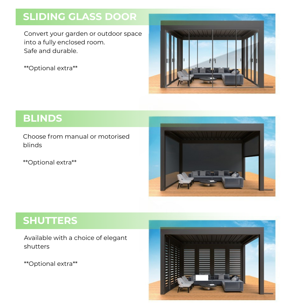Luxury Pergola 3M x 4M Wall-mounted