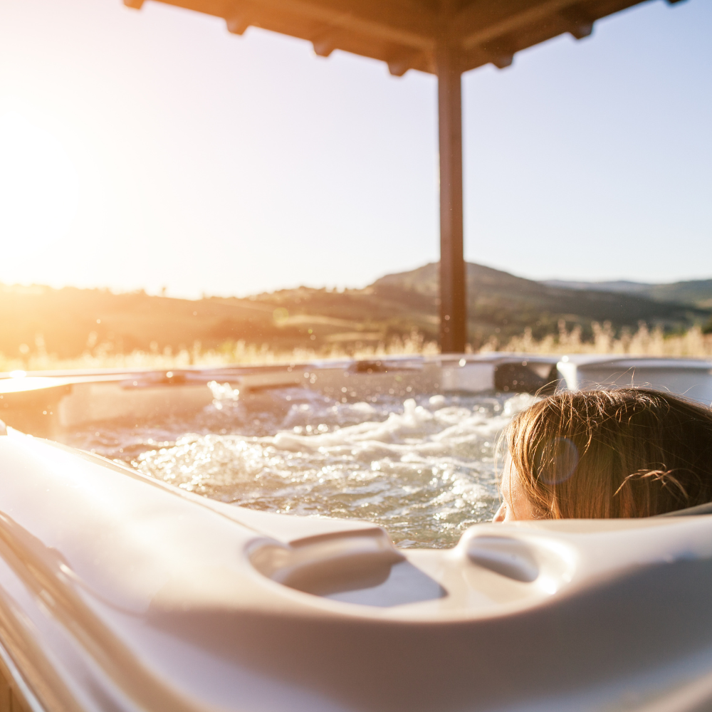 Crystec Spas woman relaxing in a hot tub
